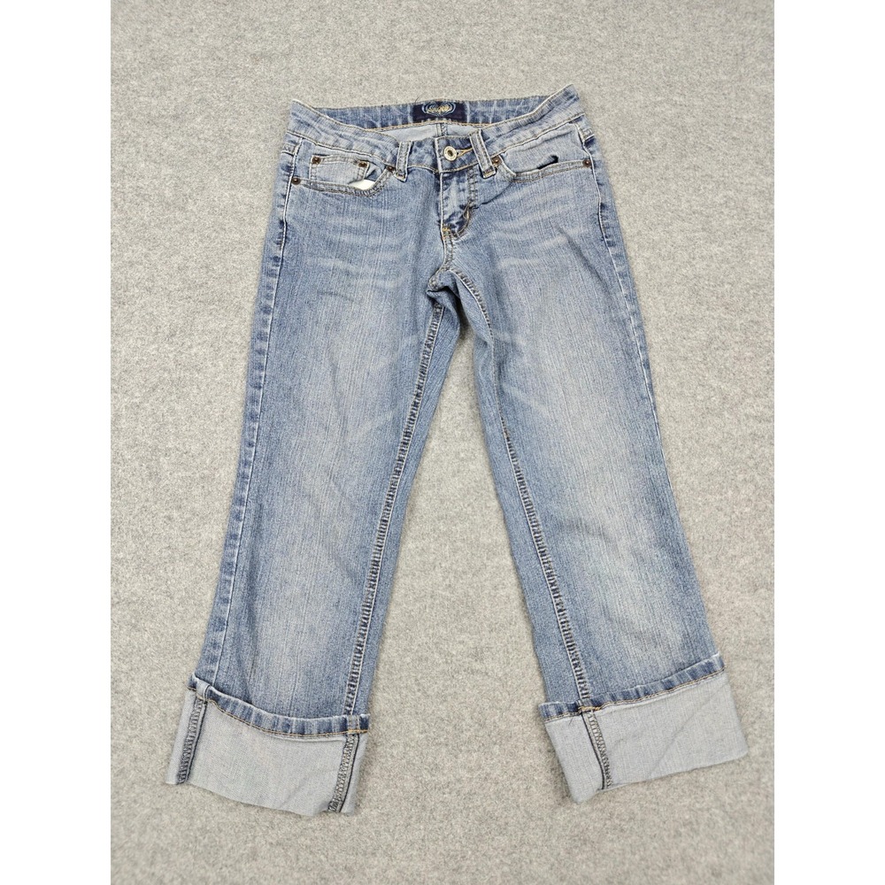 Vintage Angels Capri Jeans Juniors 1 Blue Light Wash Cuffed Stretch Denim Y2K